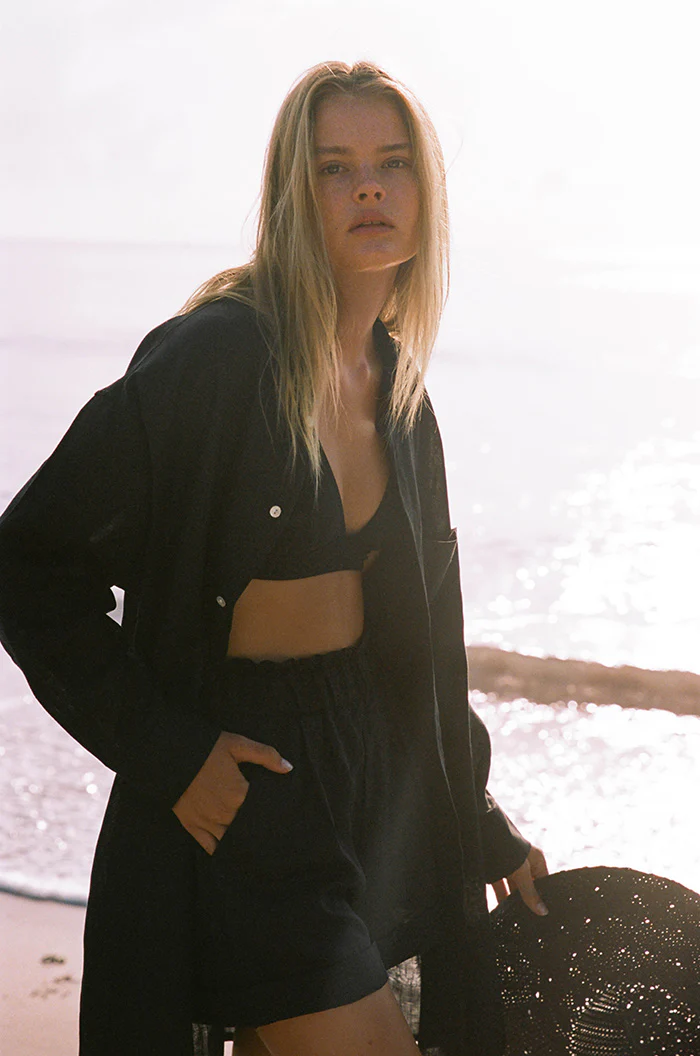 SUMMER Shirt Dress - black linen - Image 4