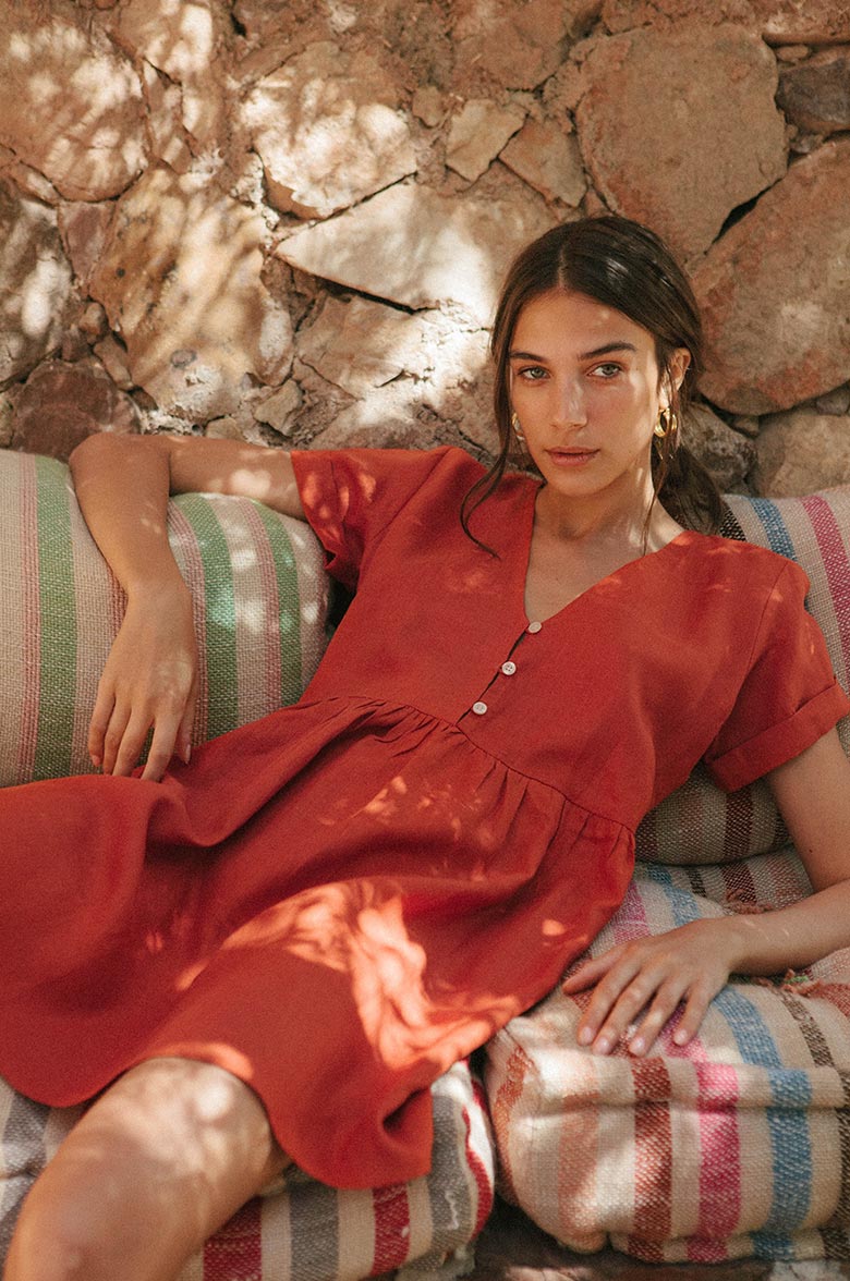 SUNCHASER Dress - warm red linen - Image 2